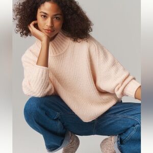 Pilcro Dawn Mock Neck Pale Pink Sweater